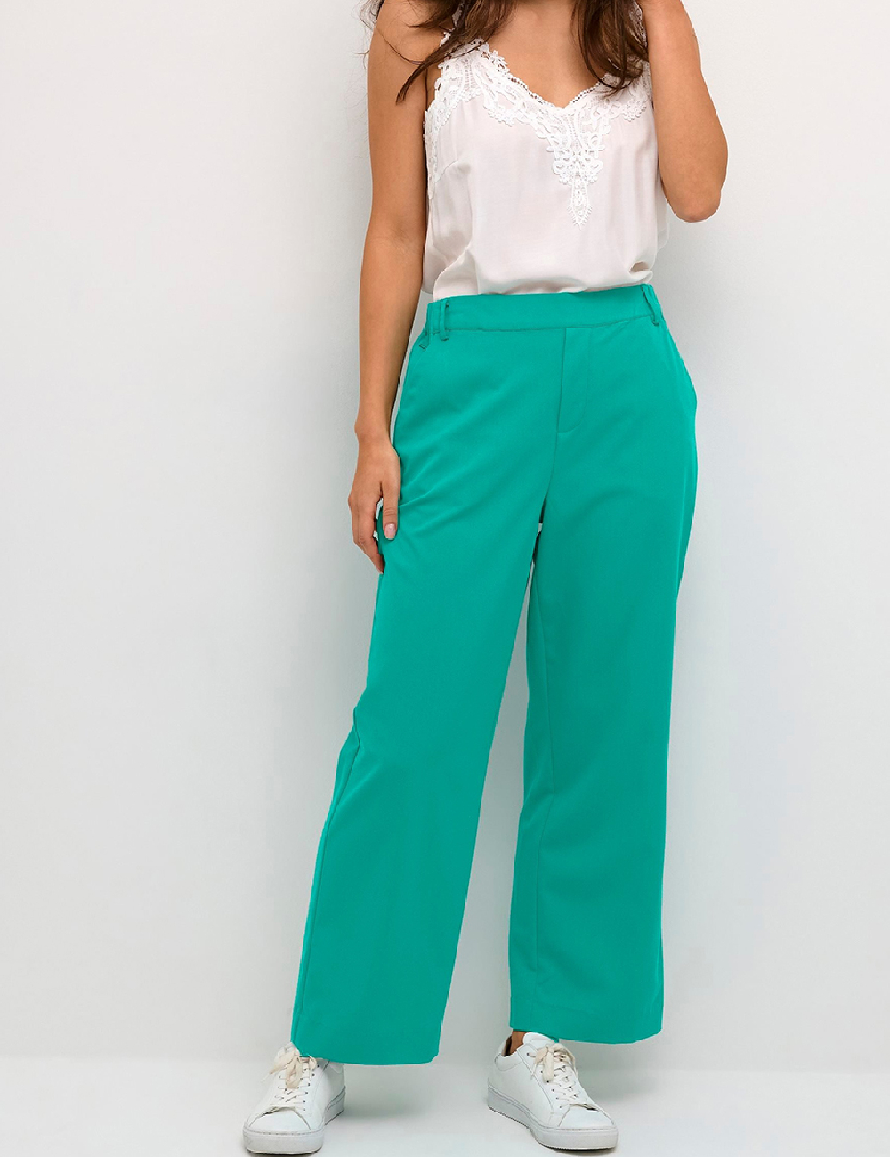 Pantaloni Cream, turcoaz