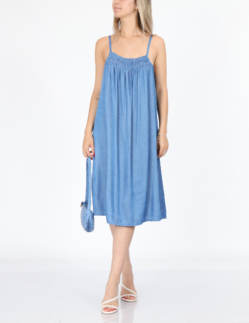 Rochie medie Cream, albastru
