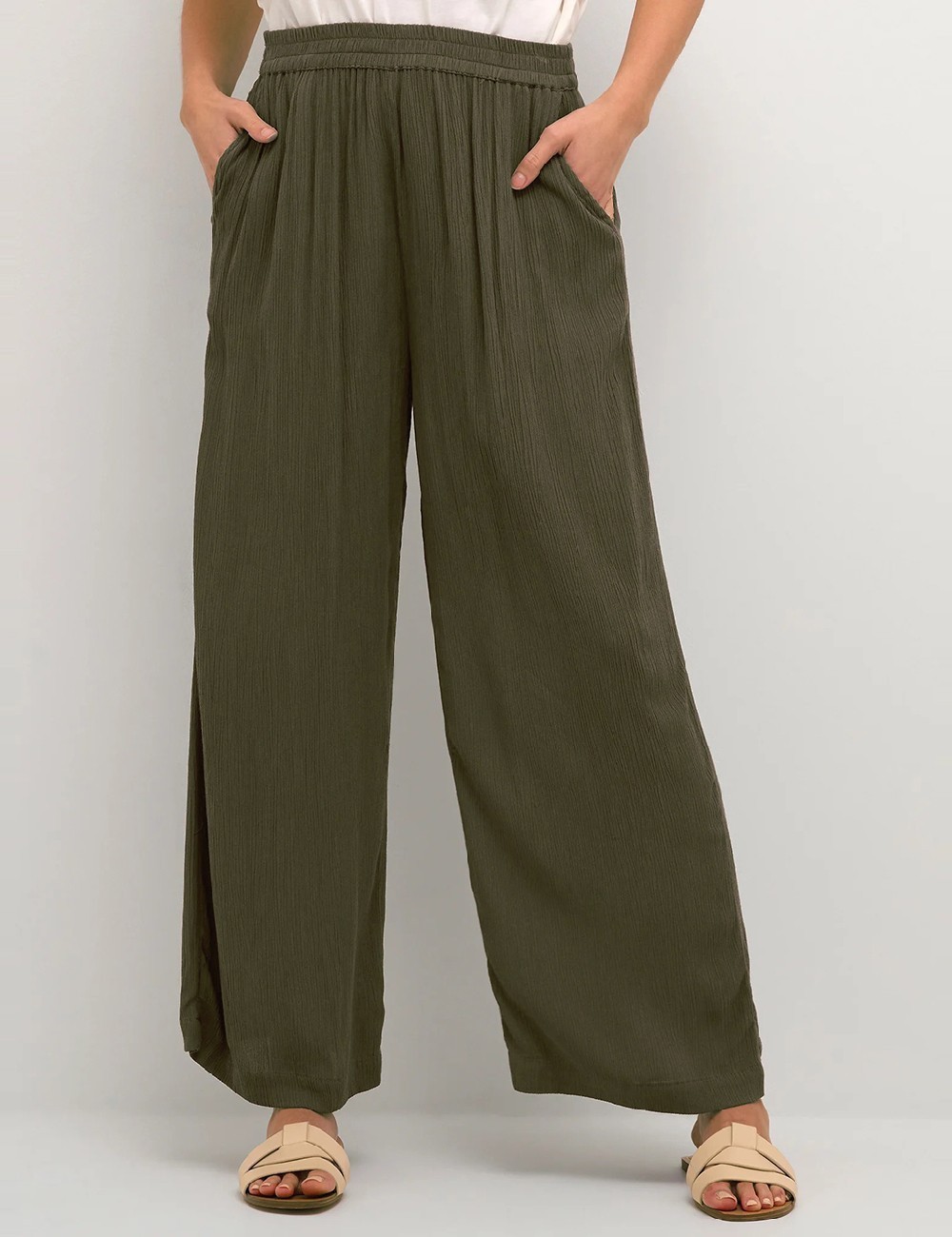 Pantaloni Kaffe, verde - 1 | YEO