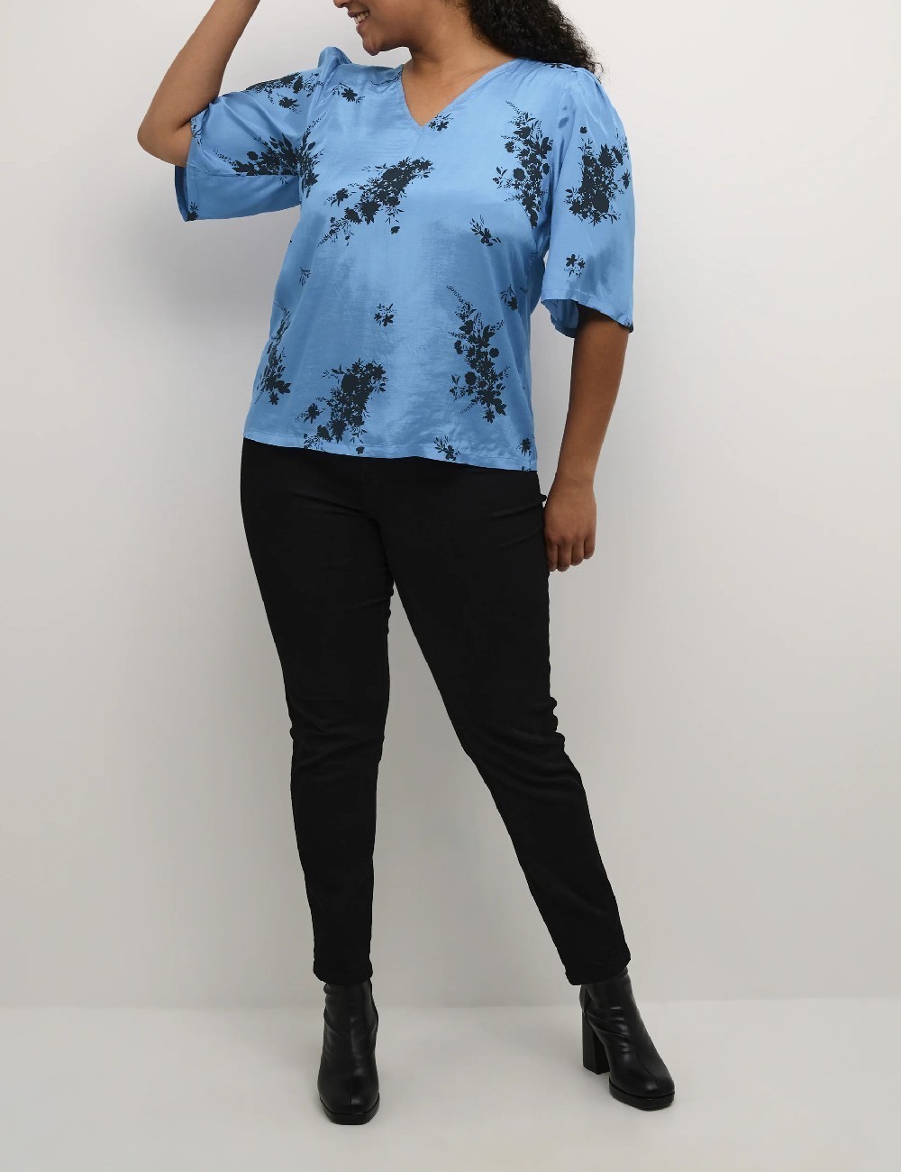 Bluza Kaffe Curve, albastru - 1 | YEO