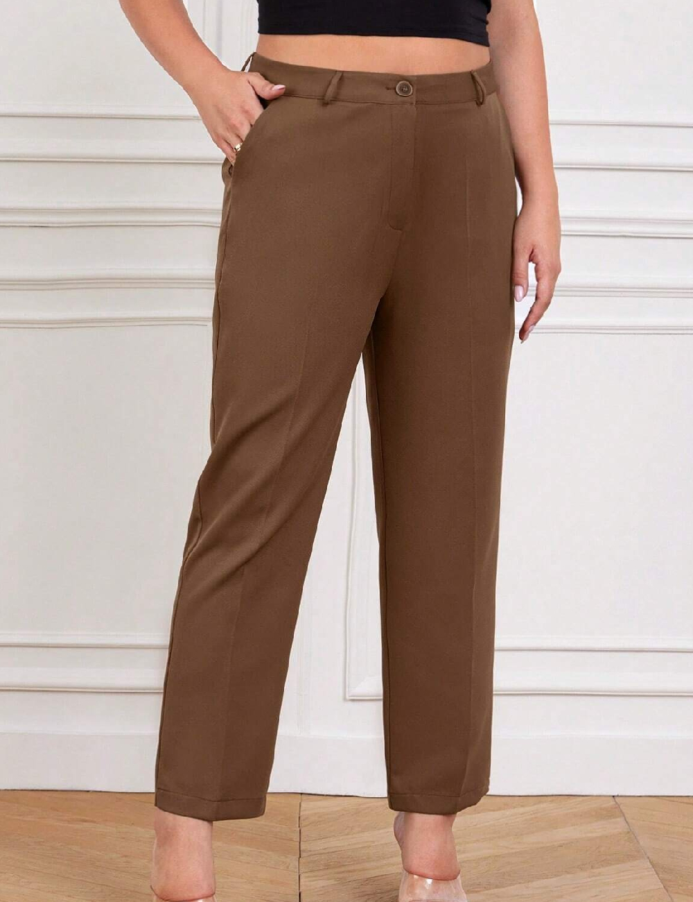 Pantaloni SHEIN CURVE, maro