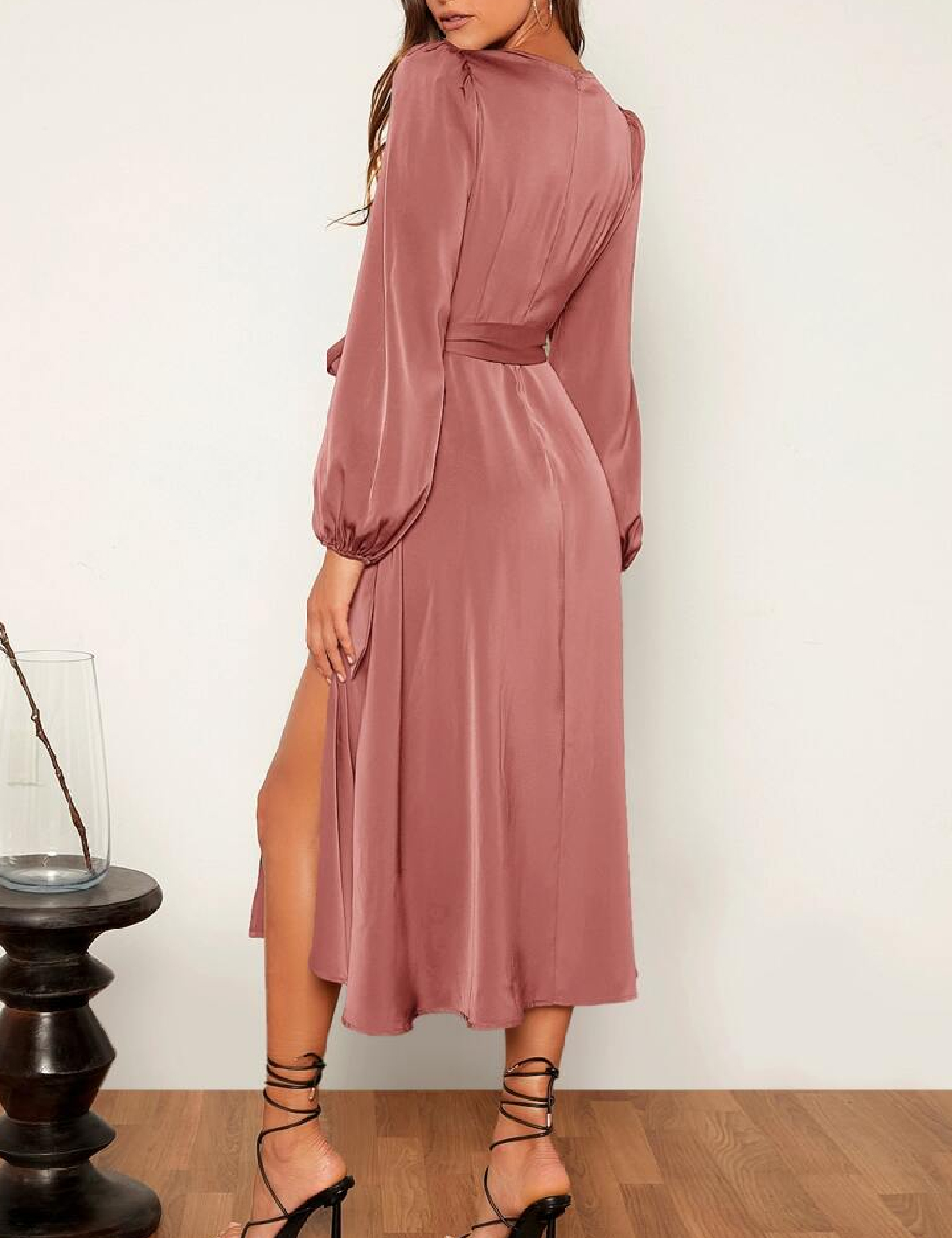Rochie medie SHEIN, roz pudra inchis - 1 | YEO
