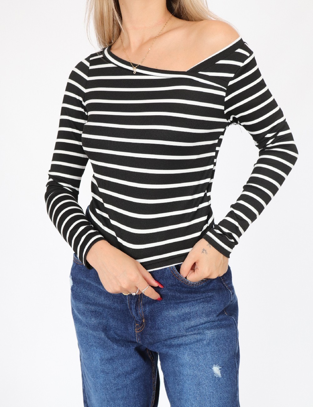 Bluza SHEIN, negru/alb