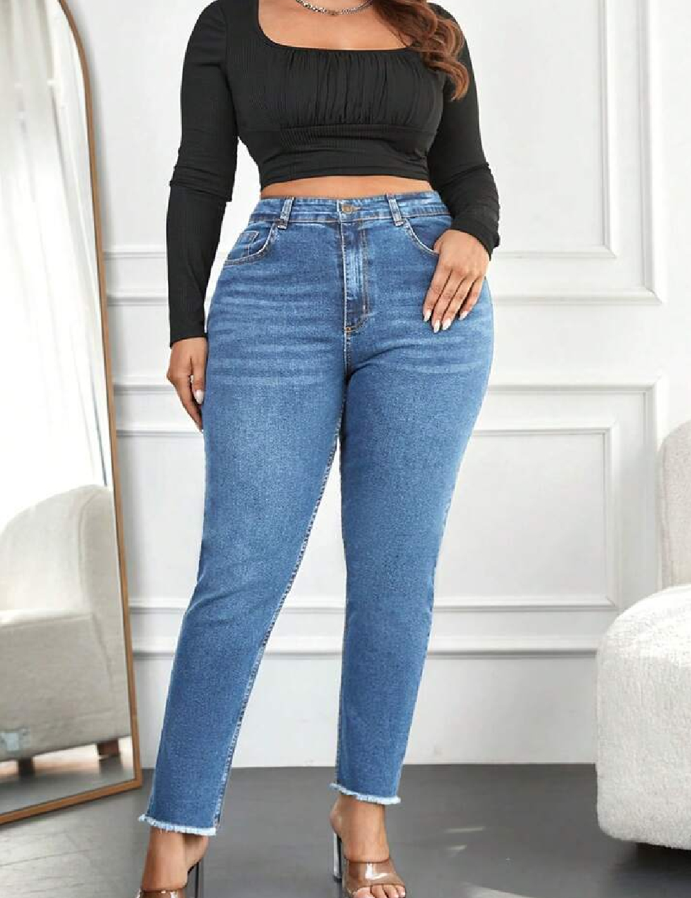 Blugi SHEIN CURVE, albastru