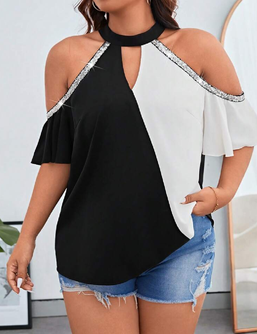 Bluza SHEIN CURVE, negru
