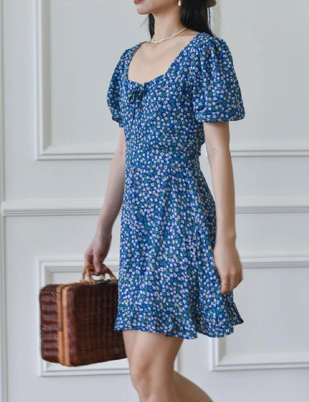 Rochie scurta Simple Retro, bleumarin - 1 | YEO