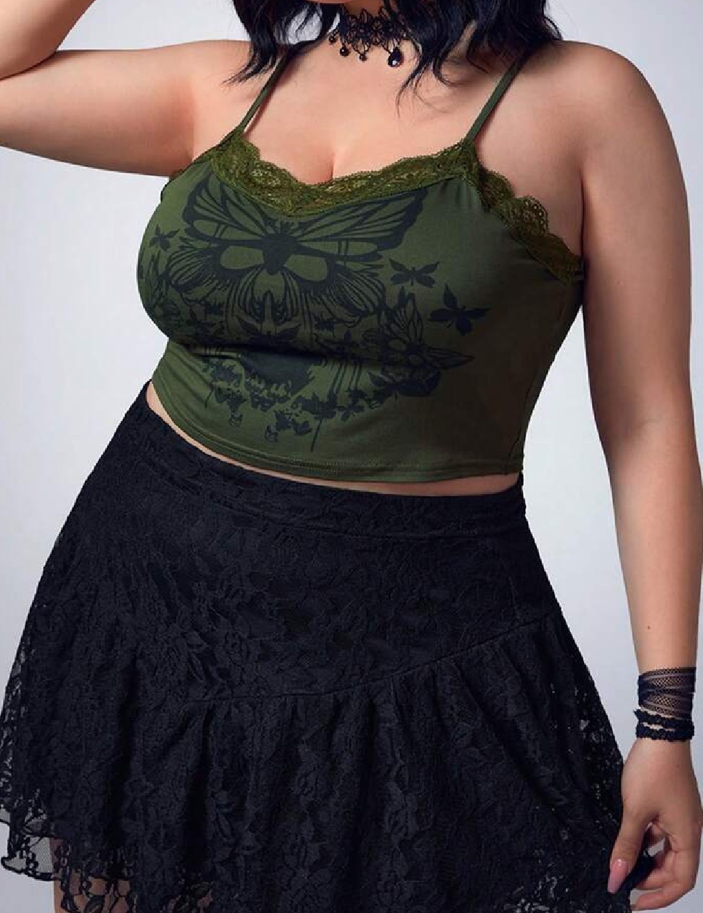 Top Romwe Plus Size, verde - 1 | YEO