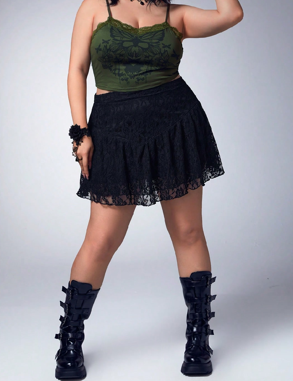 Top romwe plus size, verde