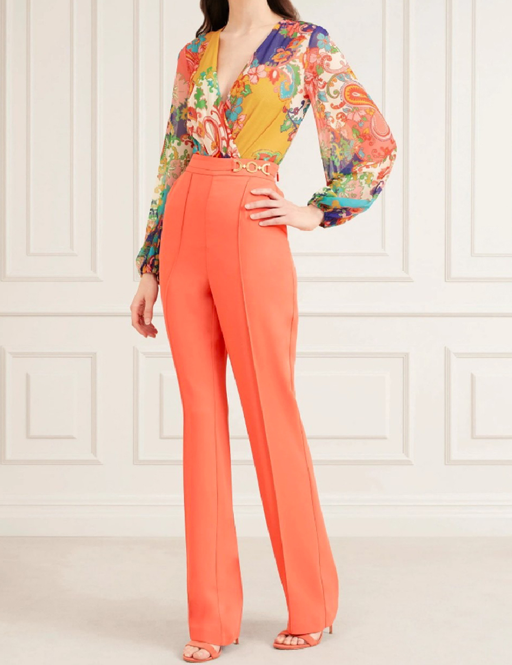 Pantaloni Marciano Guess, portocaliu