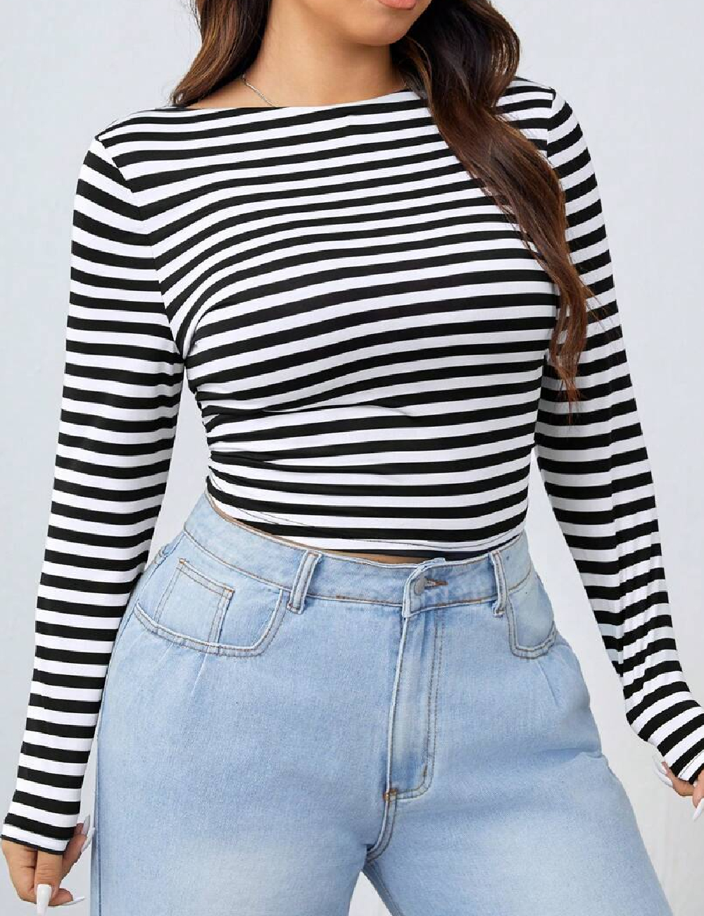 Bluza SHEIN CURVE, alb/negru