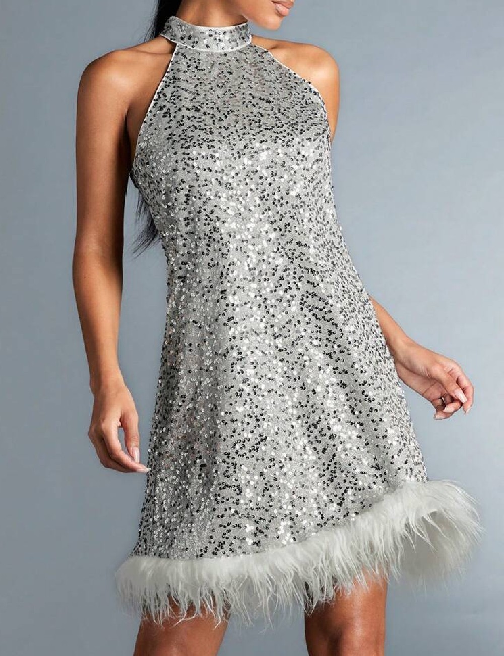 Rochie scurta SHEIN, argintiu - 1 | YEO