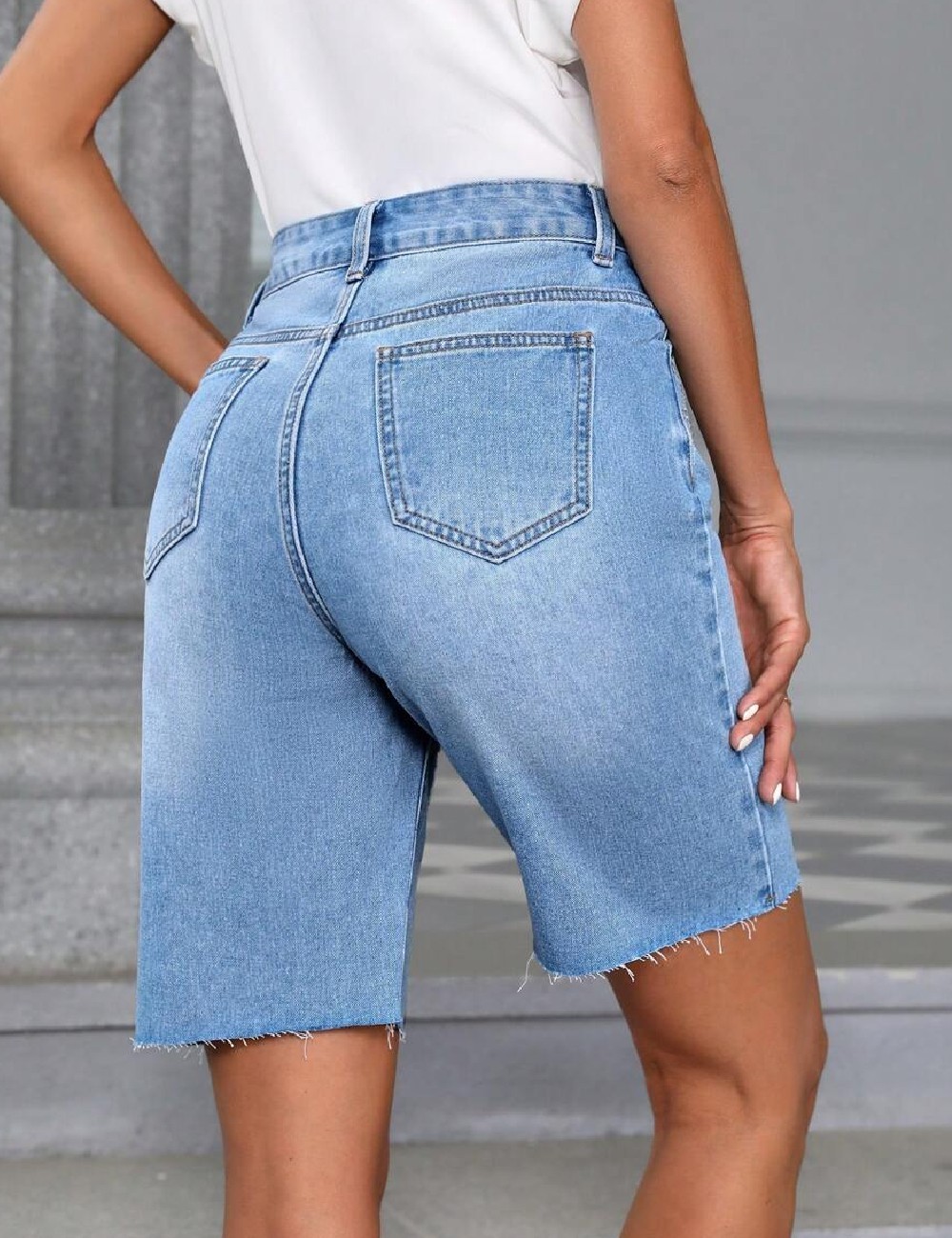 Pantaloni scurti SHEIN, albastru - 1 | YEO
