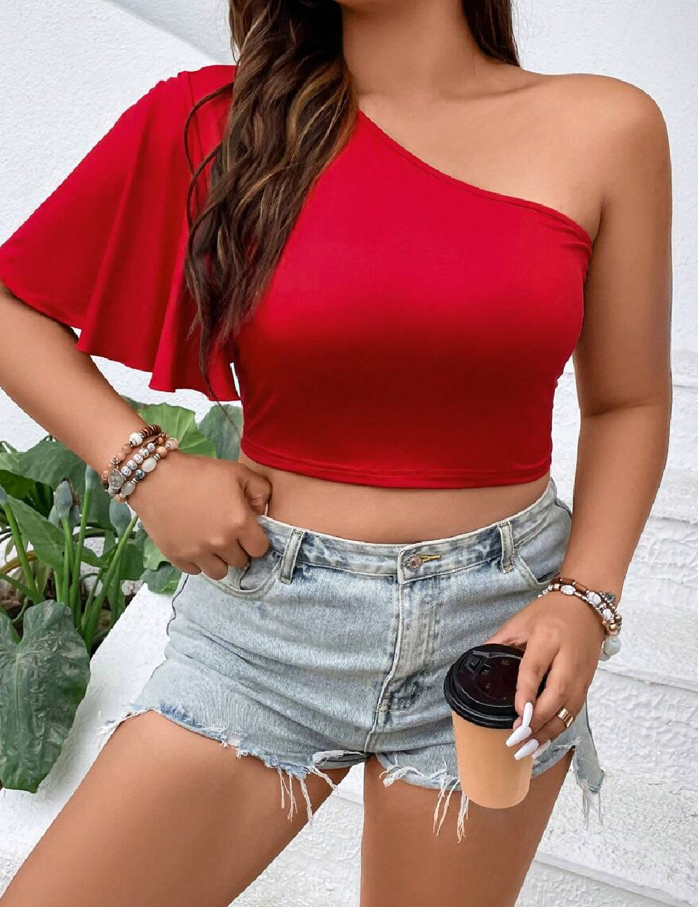 Top SHEIN CURVE, rosu