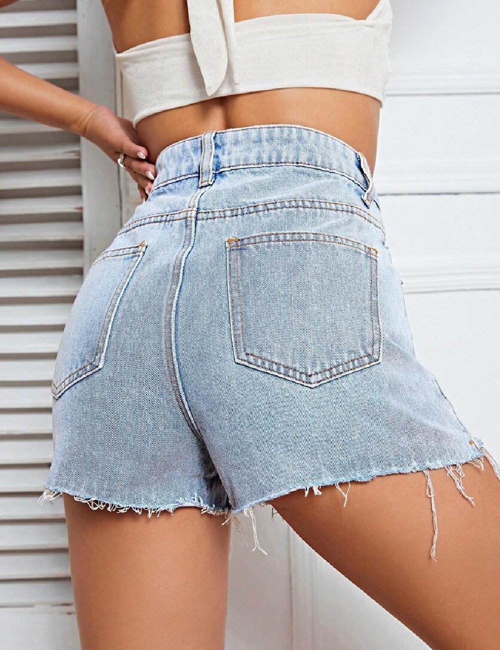 Pantaloni scurti SHEIN, albastru - 1 | YEO