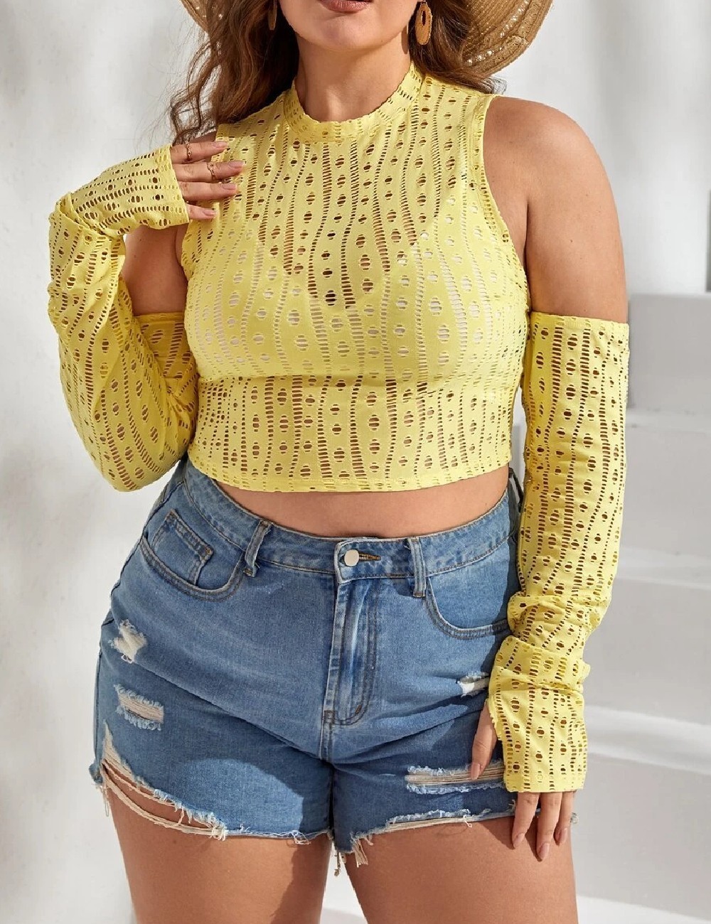 Top SHEIN CURVE, galben - 1 | YEO