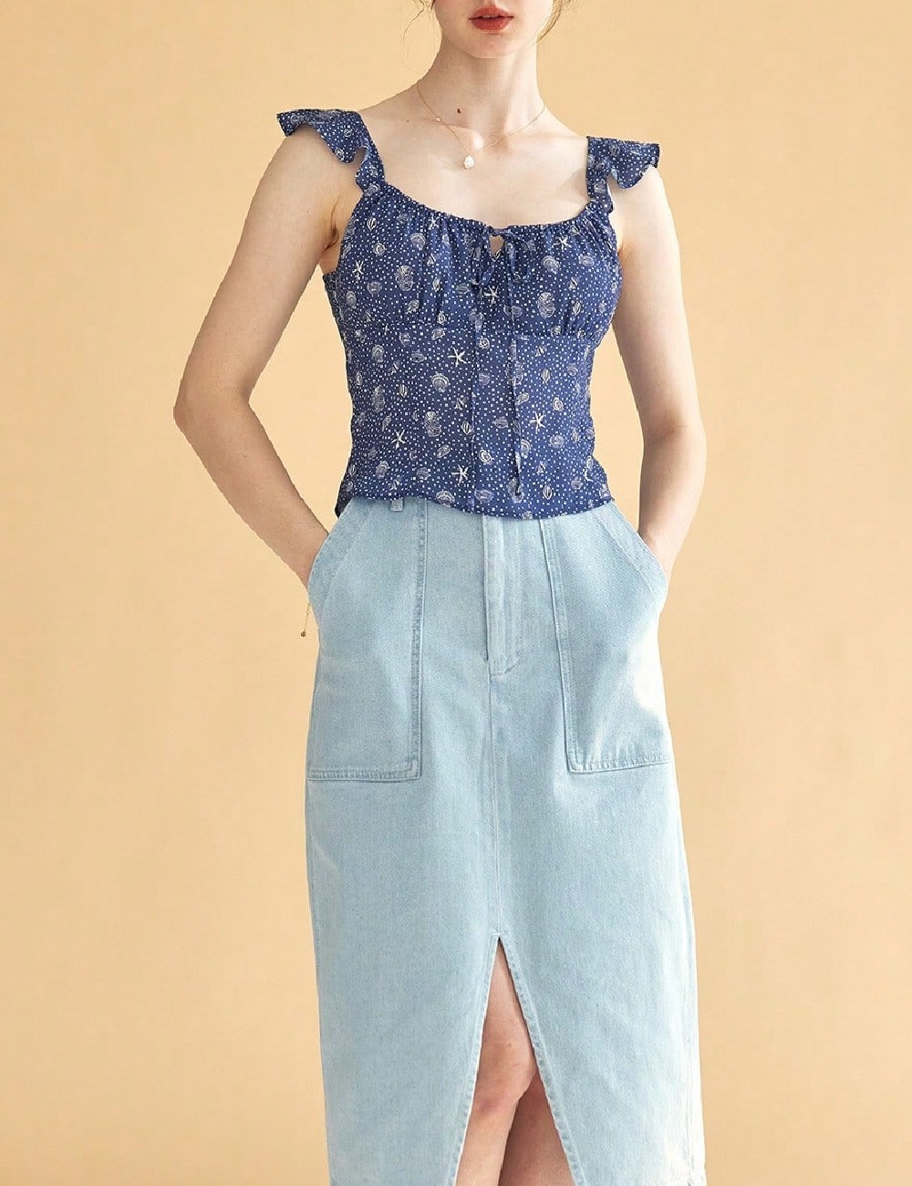 Top Simple Retro, bleumarin - 1 | YEO