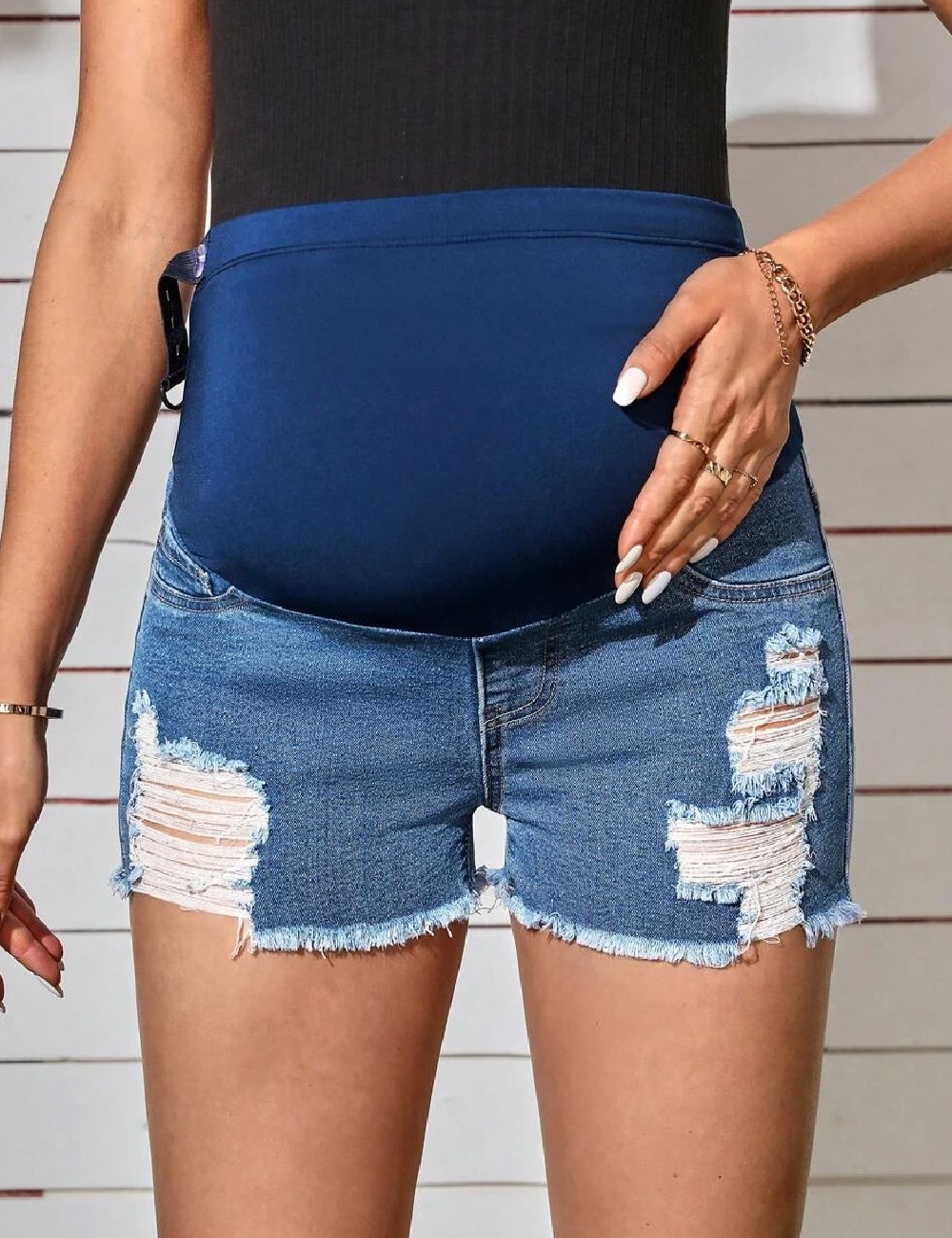 Pantaloni scurti SHEIN Maternity, albastru - 1 | YEO