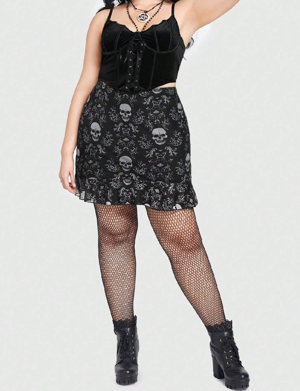Fusta Romwe Plus Size, negru