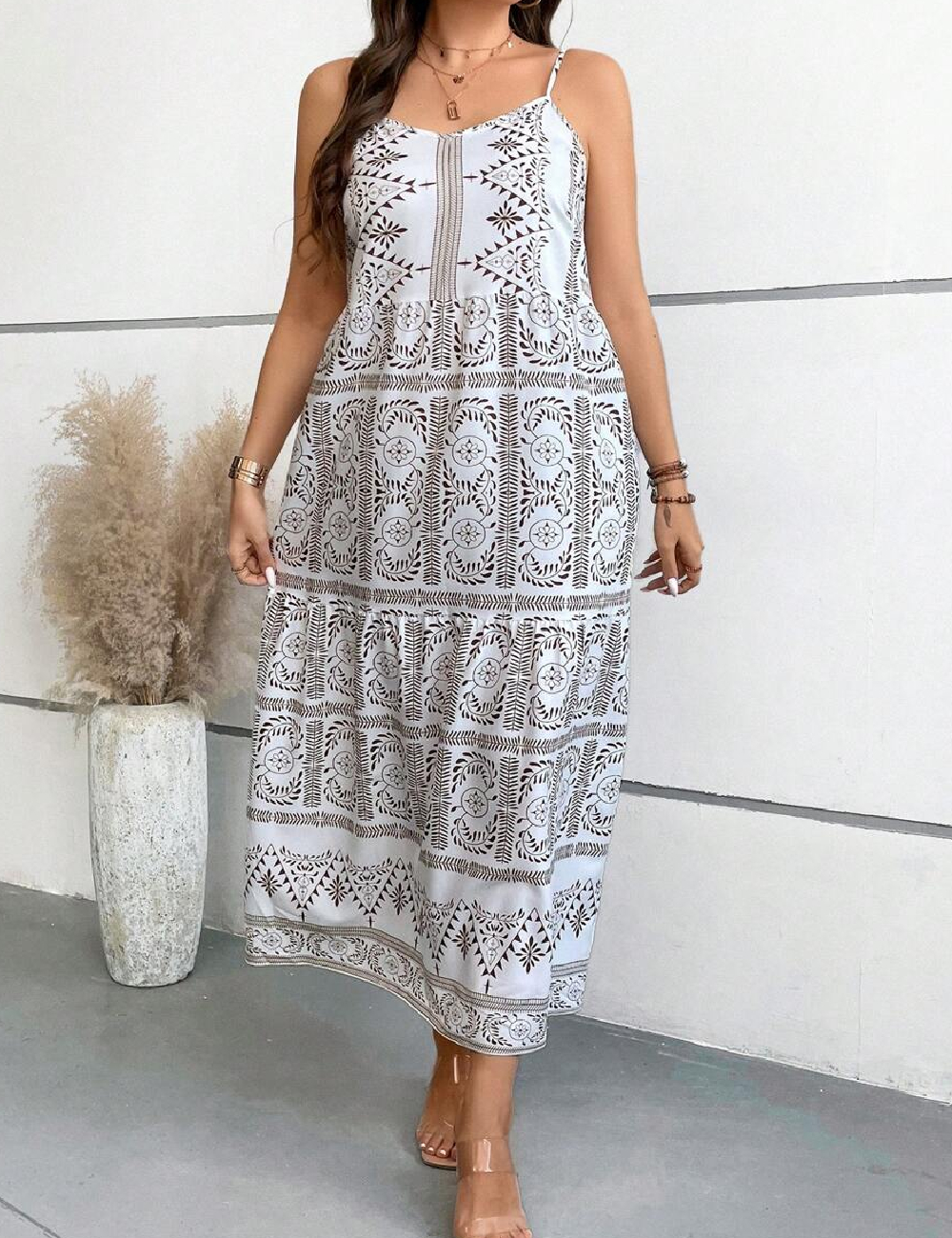 Rochie lunga SHEIN CURVE, alb