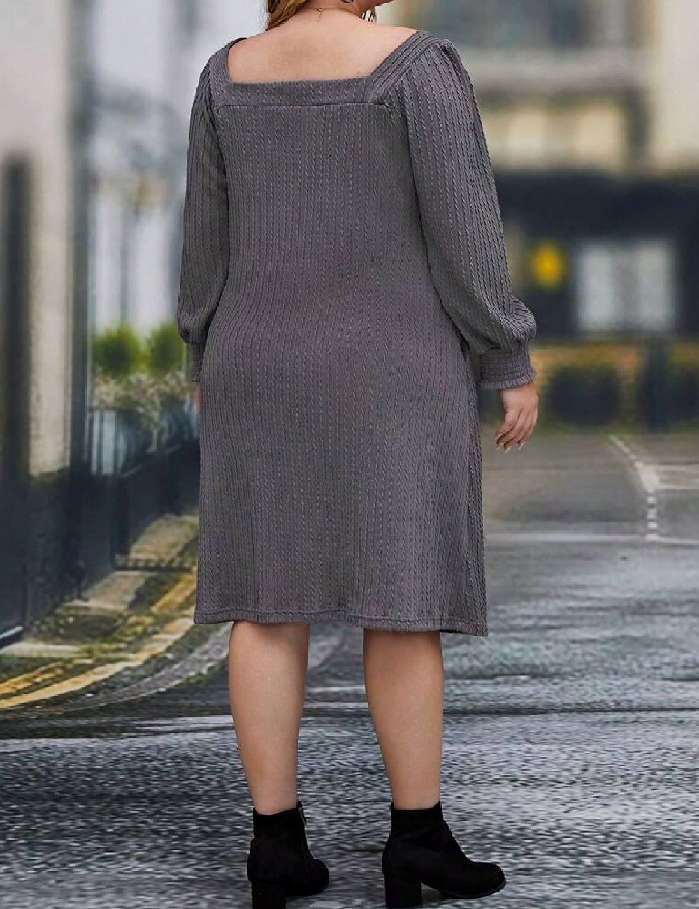 Rochie medie Emery Rose Curve, gri - 1 | YEO