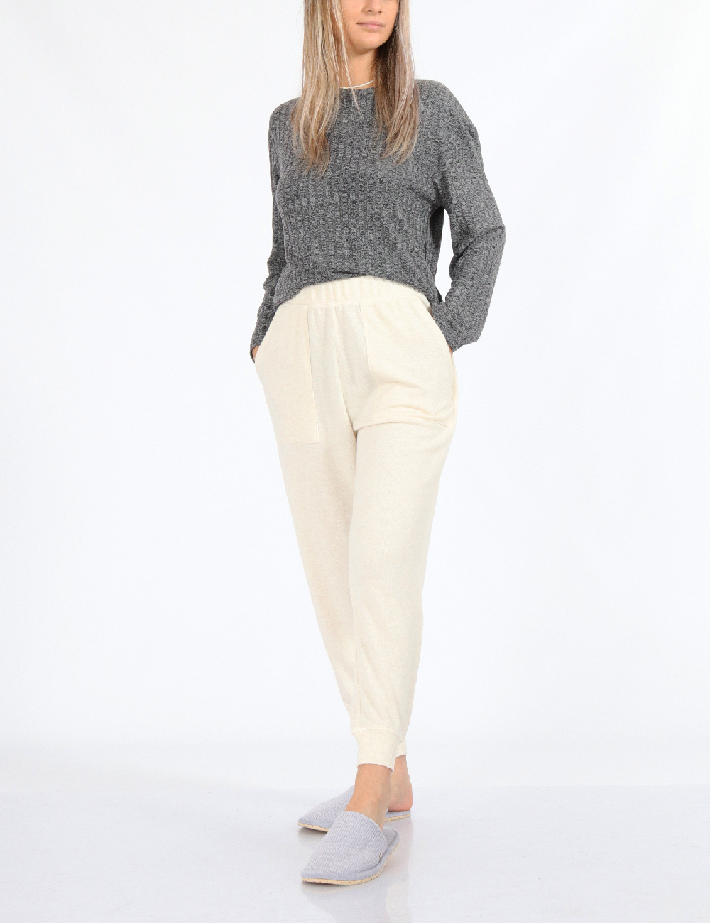 Pantaloni de pijama Aerie, crem