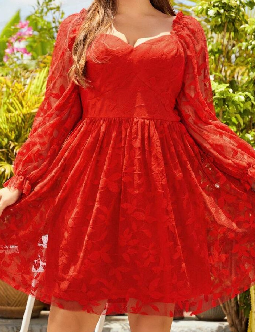 Rochie scurta SBetro Plus Size, rosu - 1 | YEO