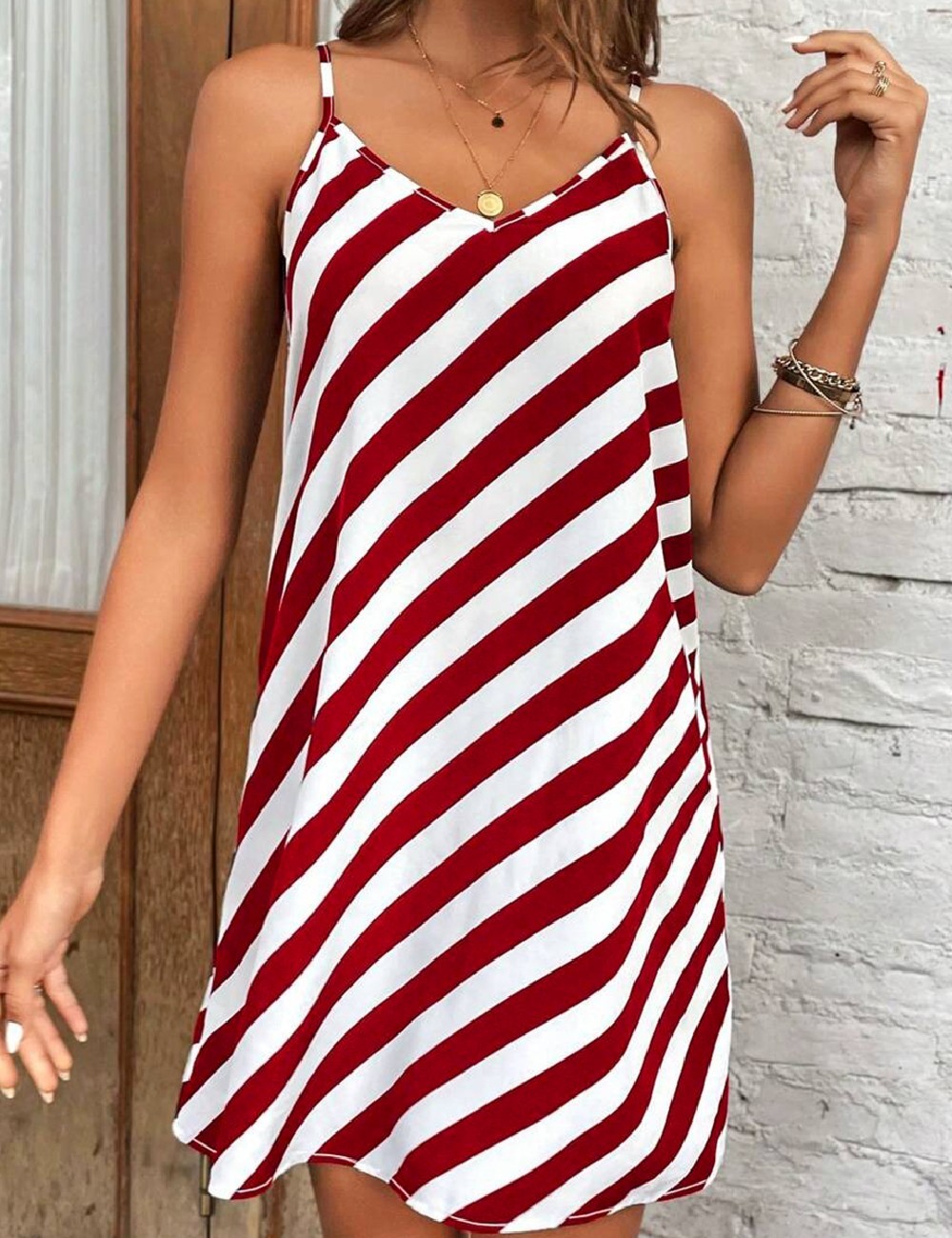 Rochie scurta SHEIN, alb/rosu - 1 | YEO