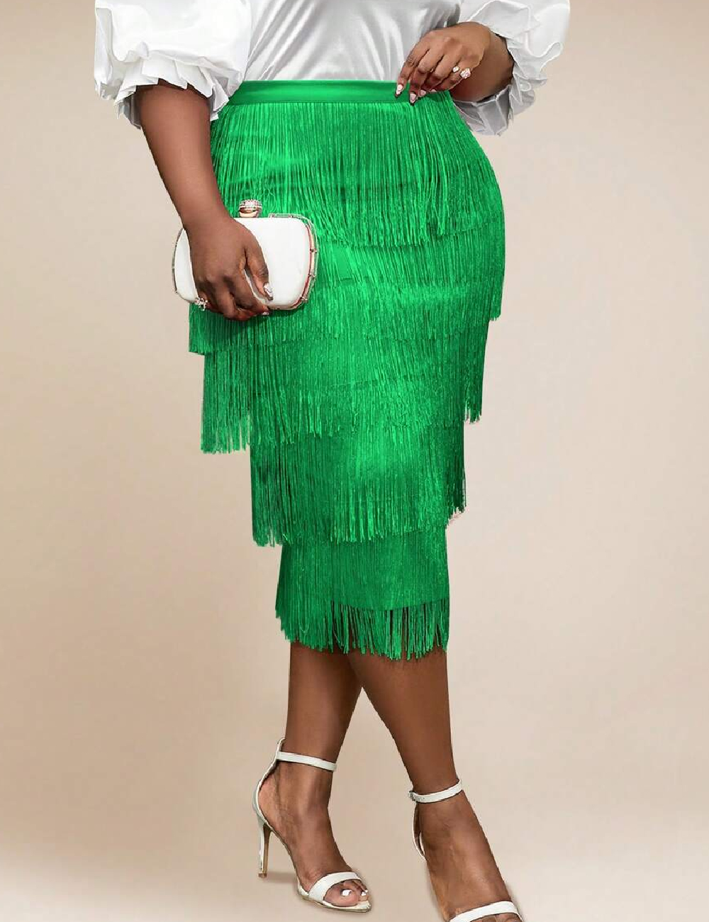 Fusta Aomei Plus Size, verde