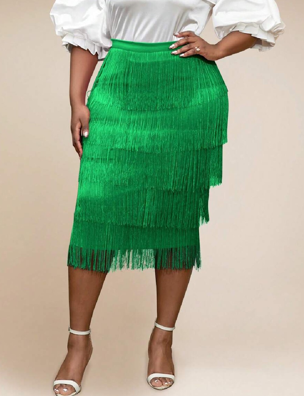 Fusta Aomei Plus Size, verde - 1 | YEO
