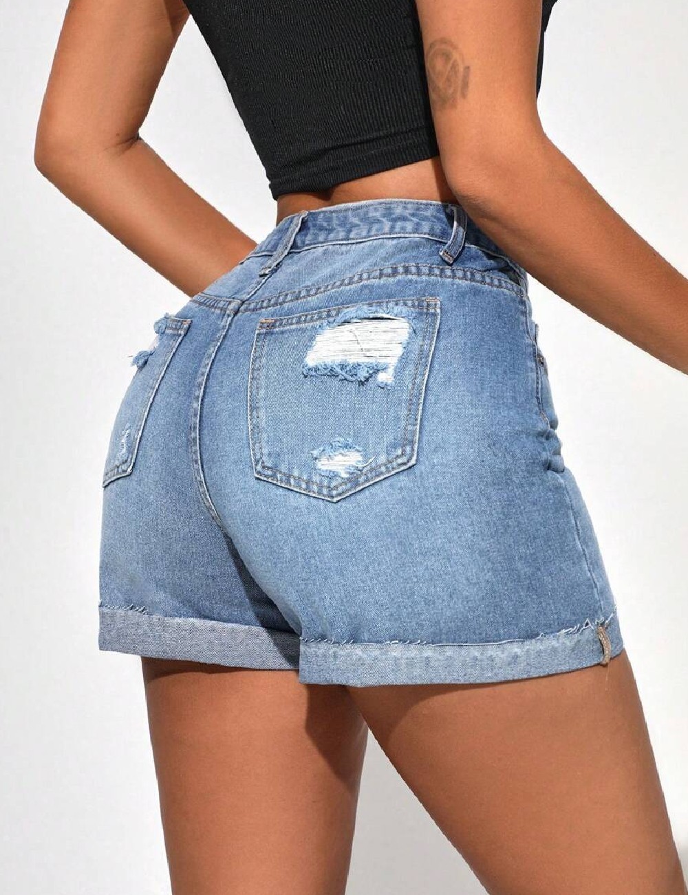 Pantaloni scurti SHEIN, albastru - 1 | YEO