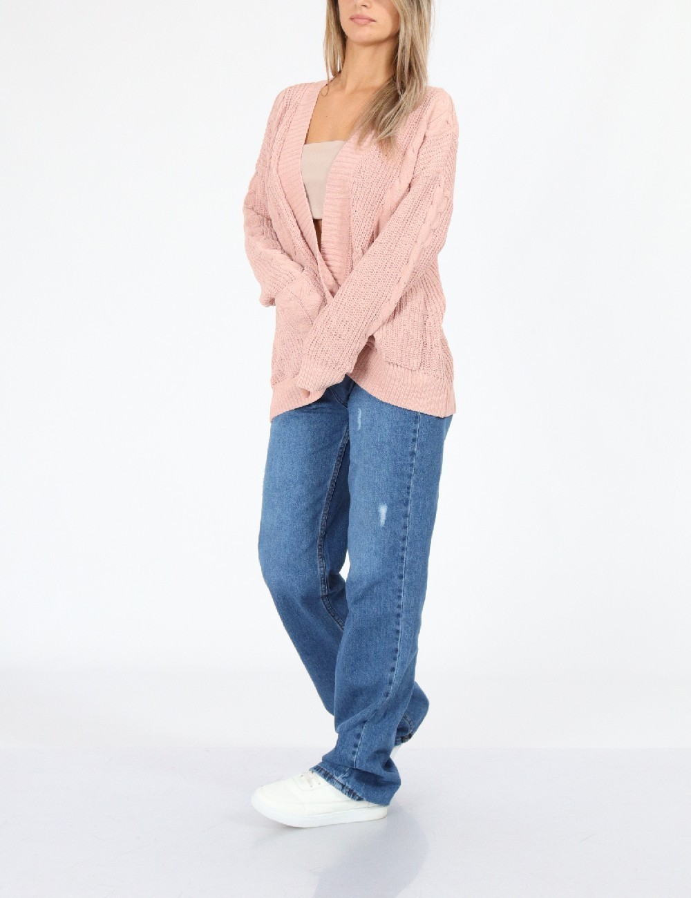 Cardigan American Eagle, roz pudra - 1 | YEO