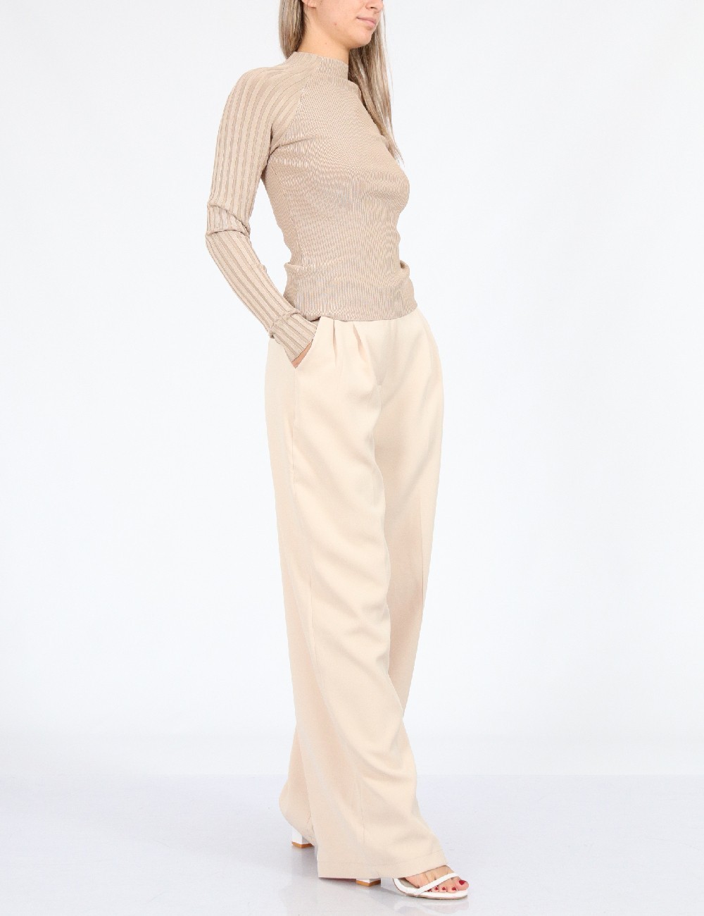 Pantaloni SHEIN, crem - 1 | YEO