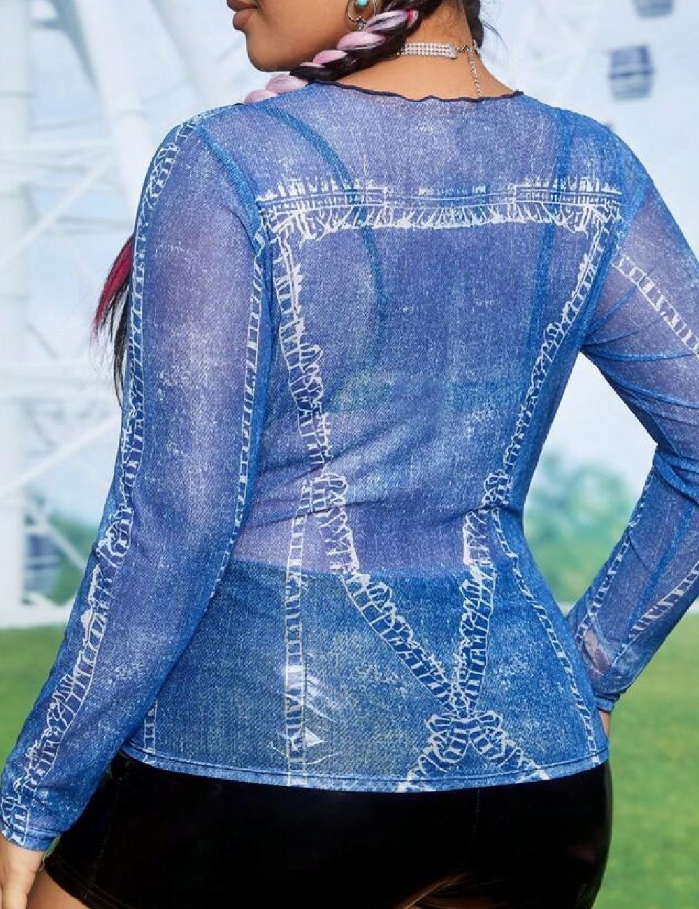 Bluza SHEIN CURVE, albastru - 1 | YEO