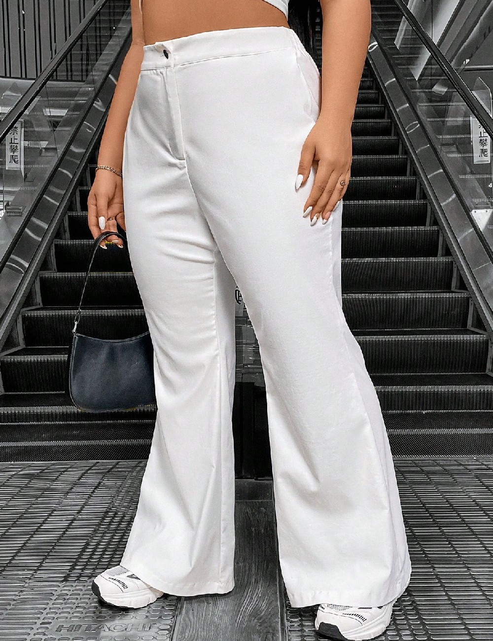 Pantaloni SHEIN CURVE, alb - 1 | YEO