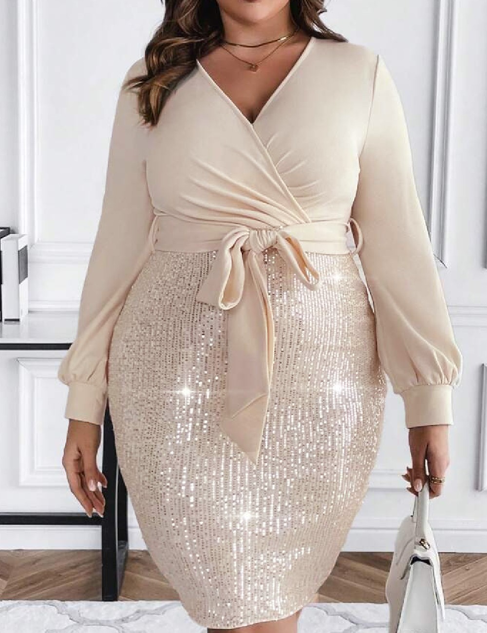 Rochie scurta SHEIN CURVE, crem - 1 | YEO
