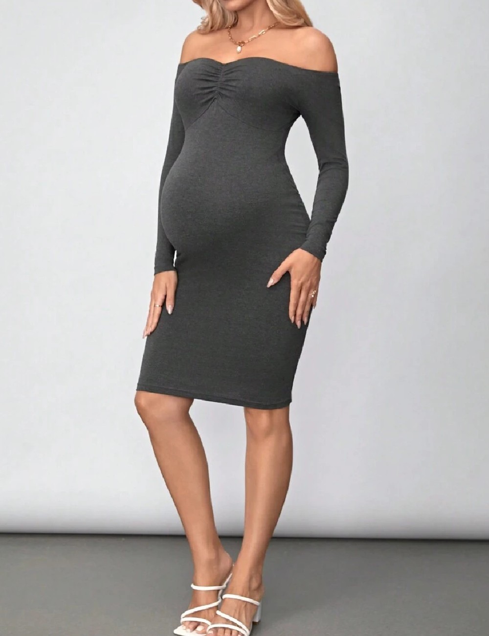 Rochie scurta SHEIN Maternity, gri - 1 | YEO