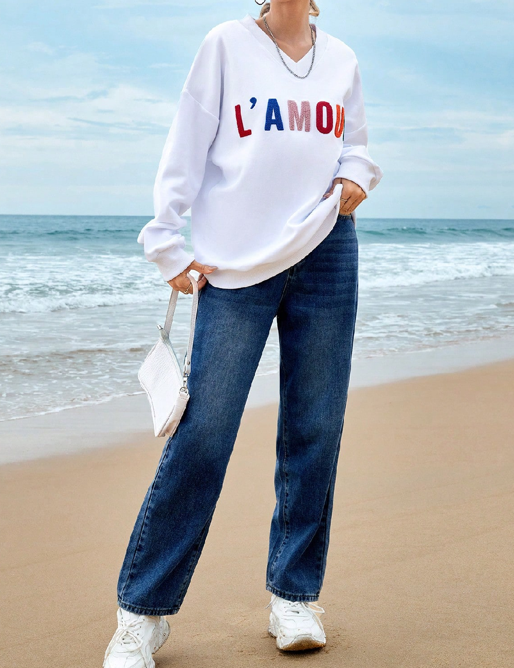 Bluza Oversize SHEIN, alb