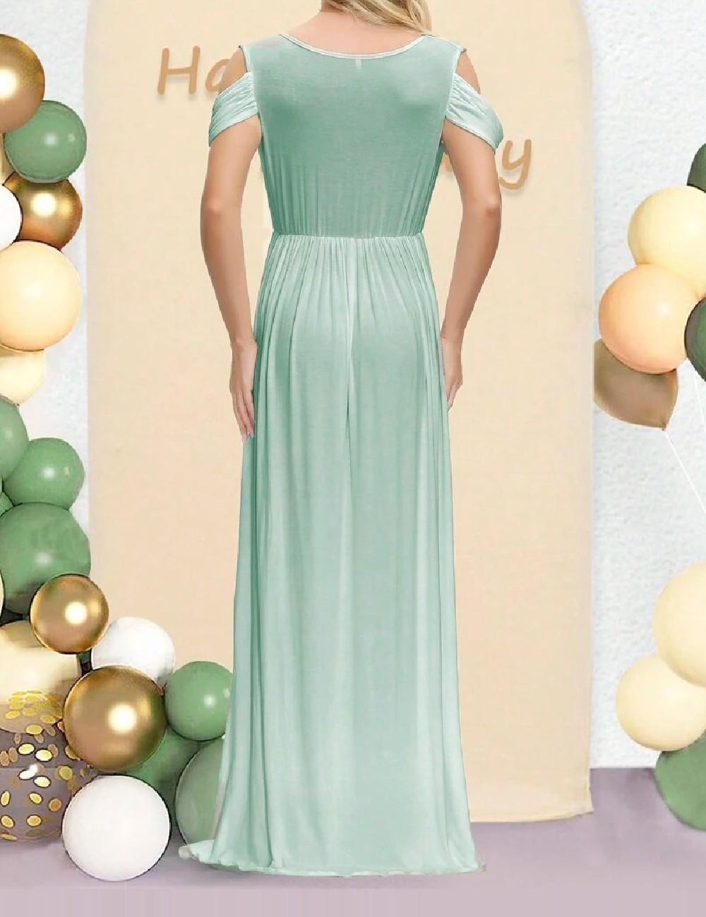 Rochie lunga SHEIN Maternity, turcoaz - 1 | YEO