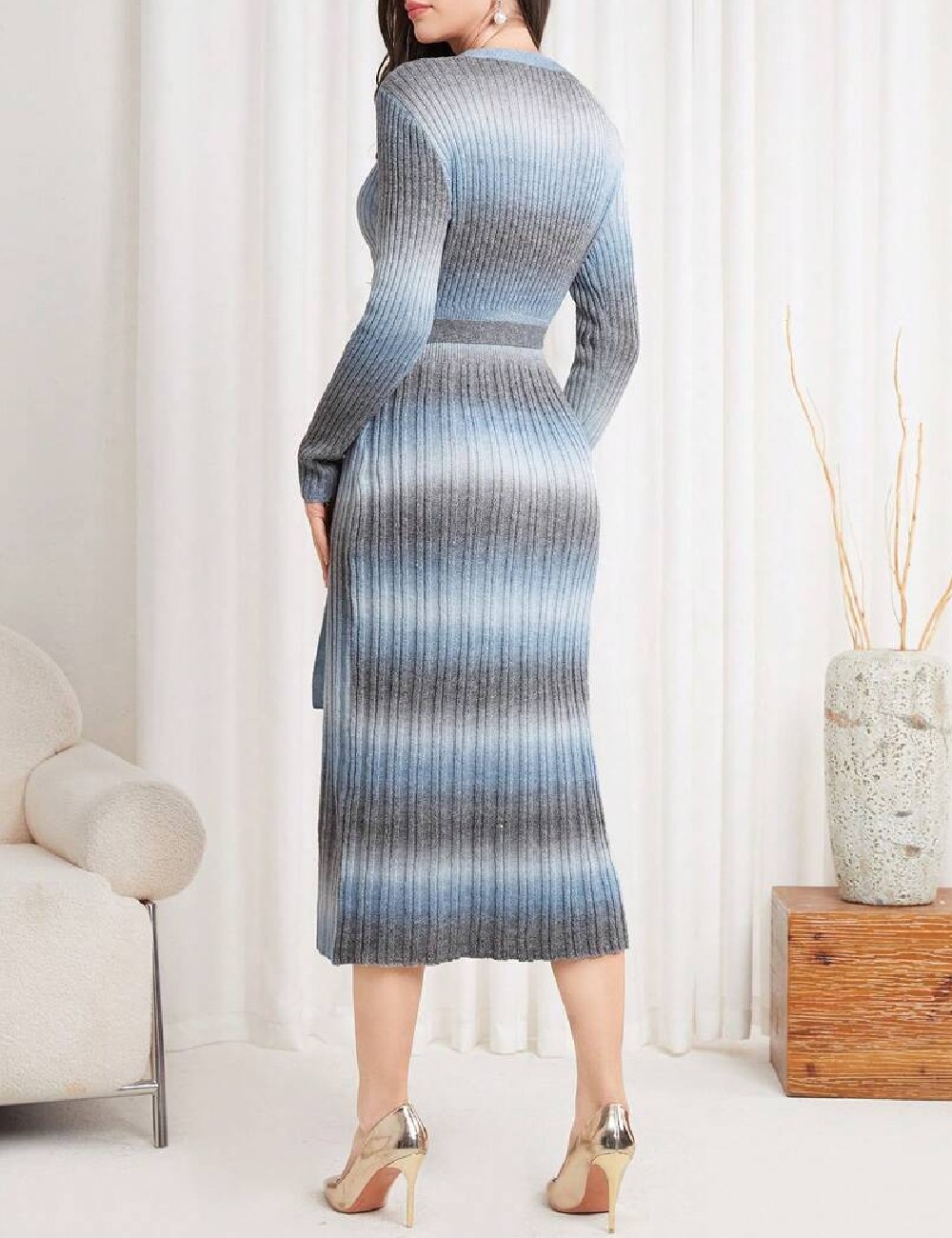 Rochie medie SHEIN, albastru/gri - 1 | YEO
