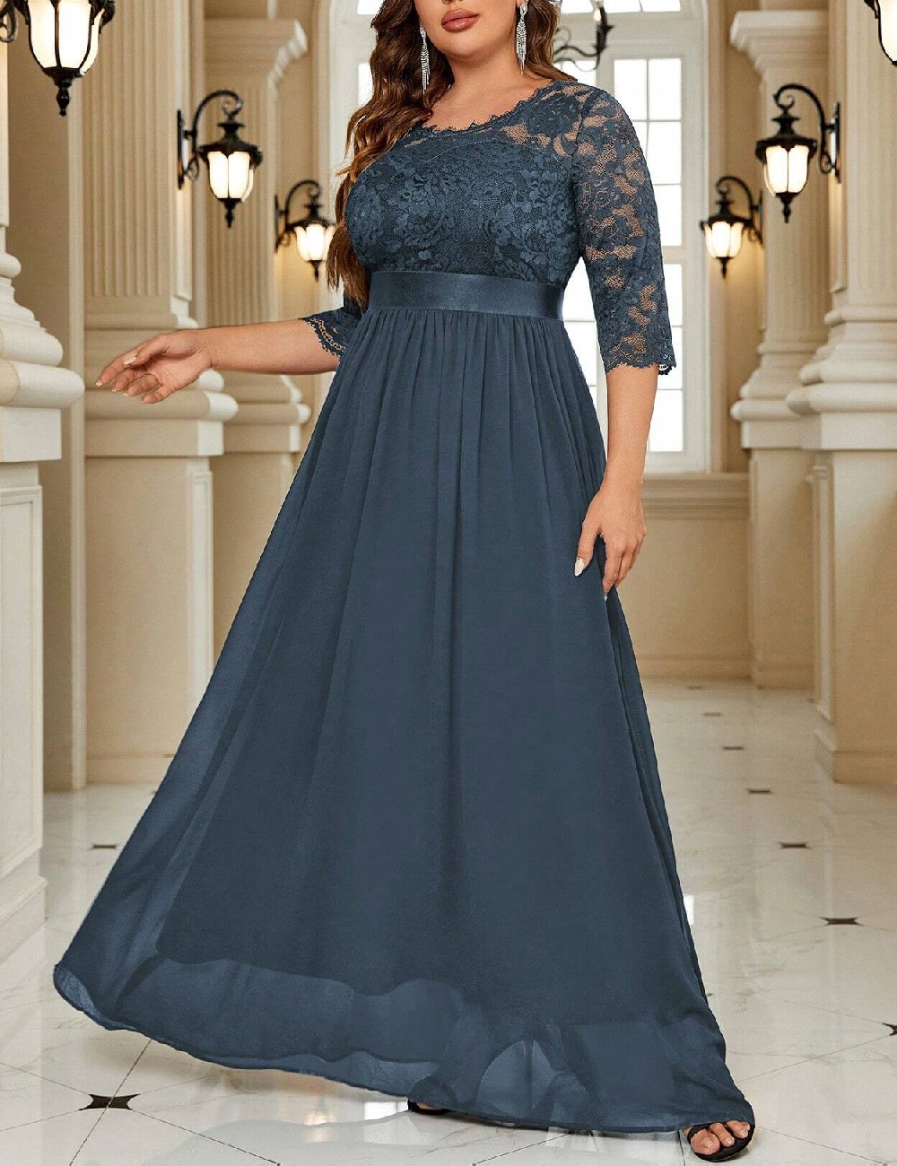 Rochie lunga Miusol Plus Size, albastru - 1 | YEO