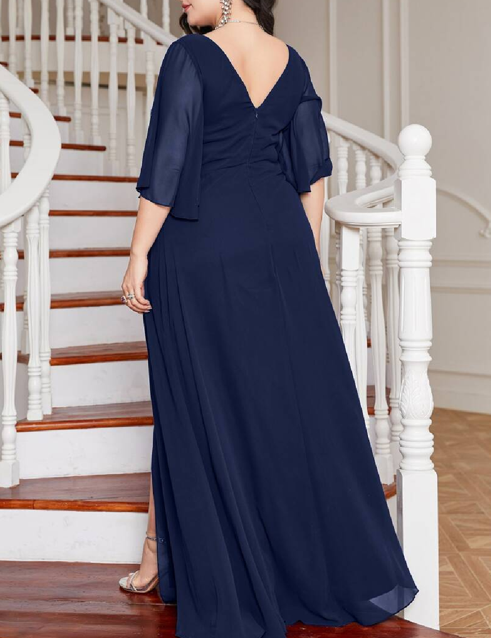 Rochie lunga UNITHORSE Plus Size, bleumarin - 1 | YEO