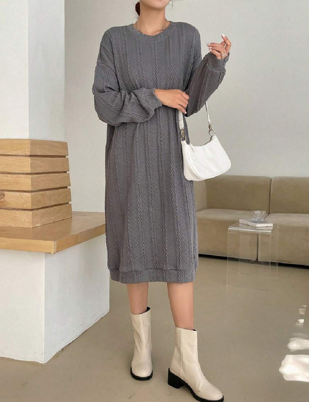 Rochie medie dazy, gri