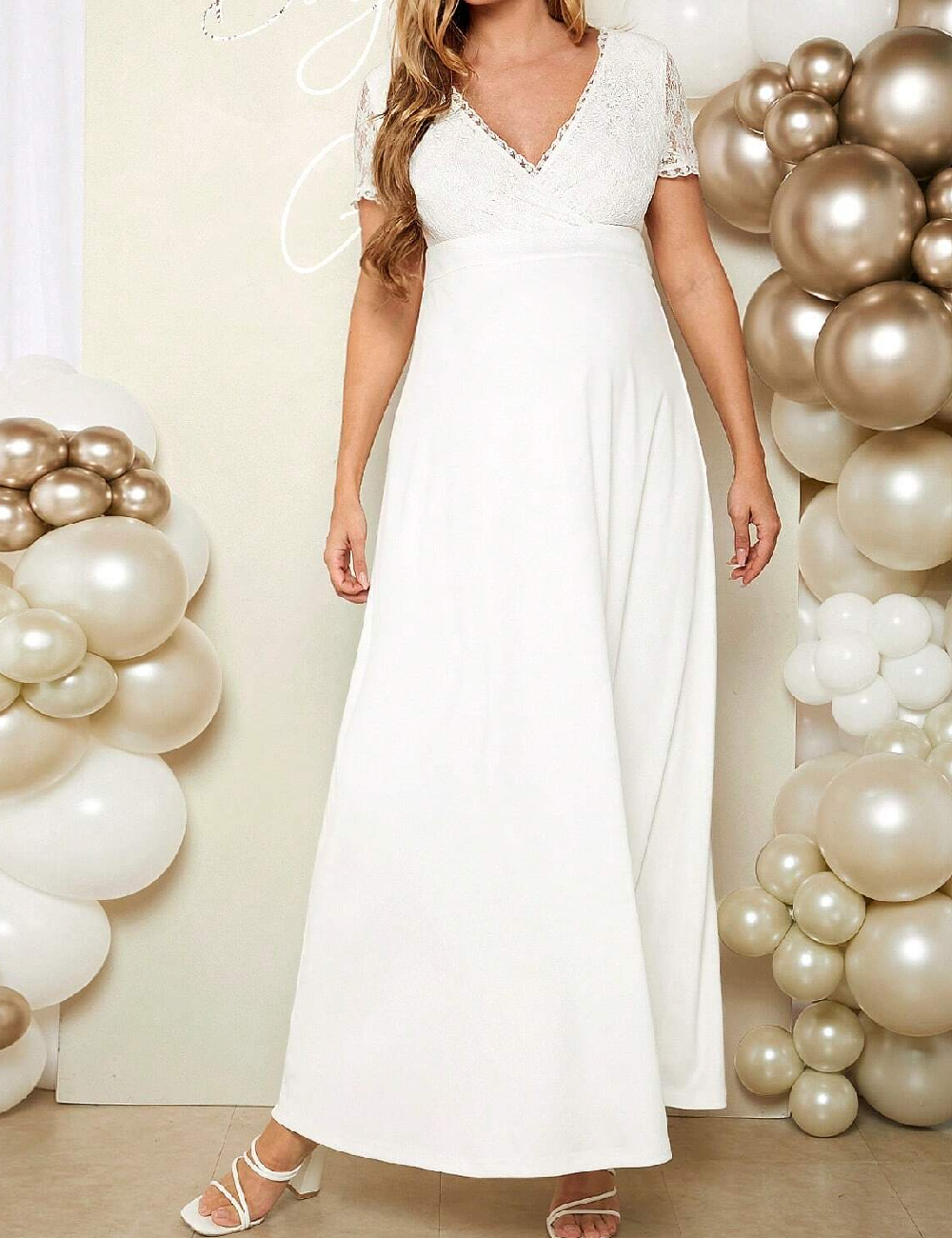 Rochie lunga shein maternity, alb