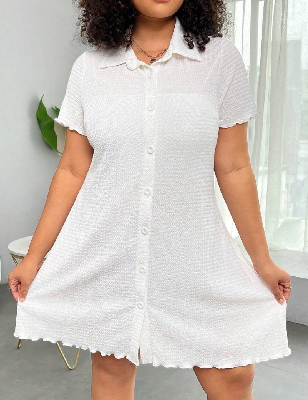 Rochie scurta SHEIN CURVE, alb - 1 | YEO