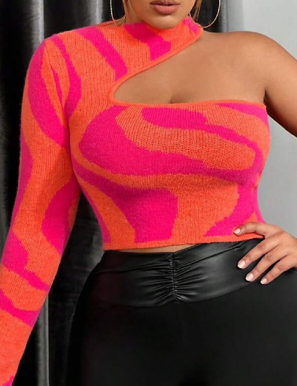 Top SHEIN CURVE, portocaliu - 1 | YEO