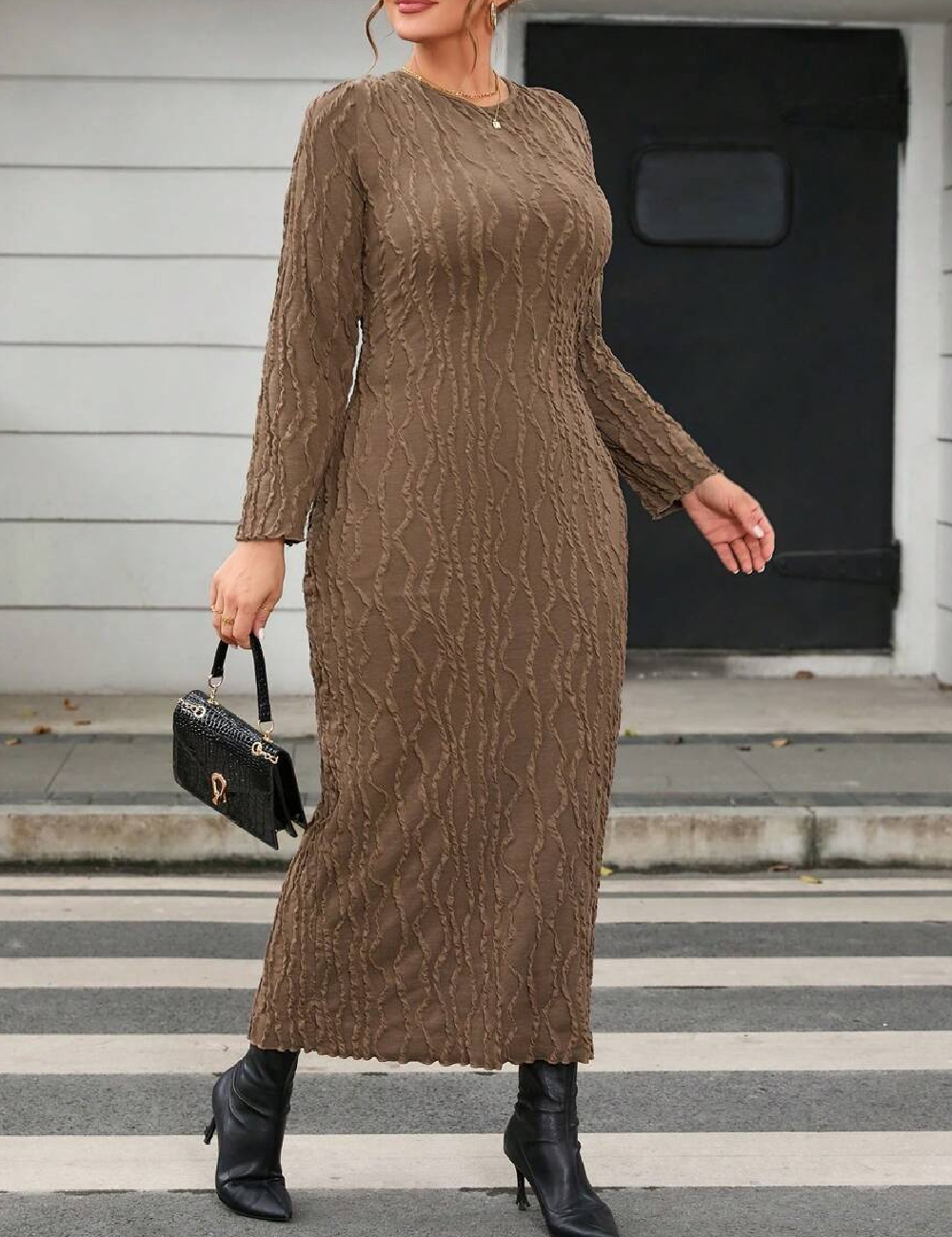 Rochie lunga SHEIN CURVE, maro - 1 | YEO
