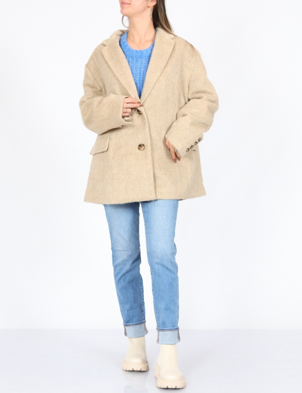 Palton oversize ASOS, crem - 1 | YEO