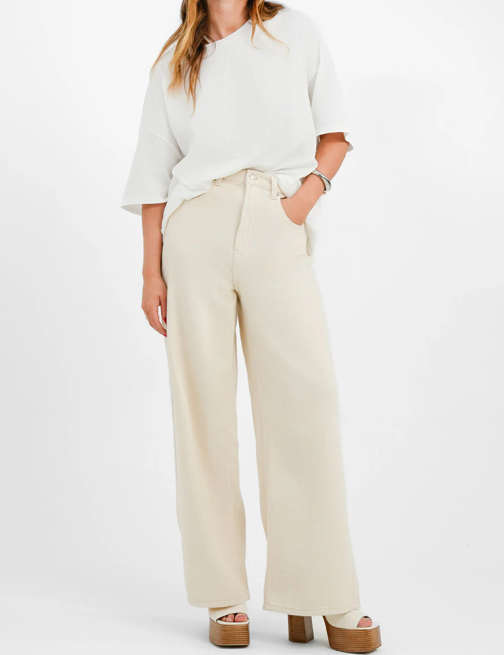 Pantaloni Top Shop, ecru