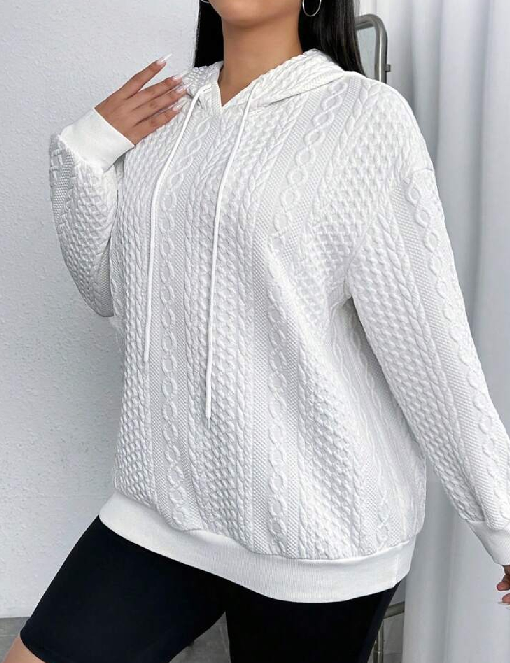 Hanorac SHEIN CURVE, alb - 1 | YEO