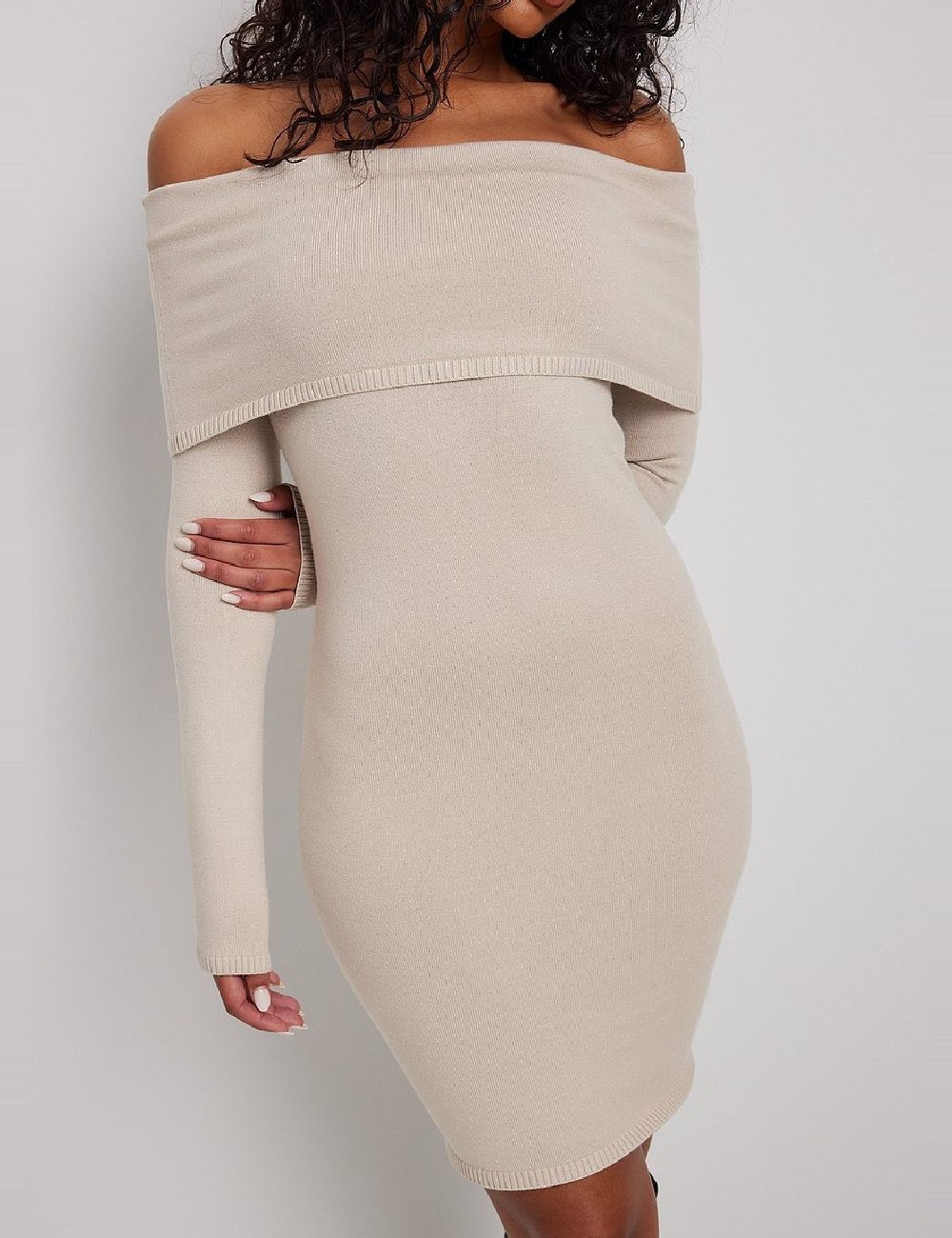 Rochie scurta NA-KD, crem - 1 | YEO